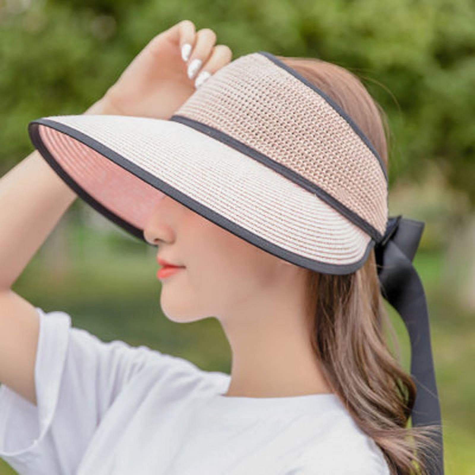 Sombrero de pescador de verano para mujer, sombrero de paja de ala grande, sombrero de playa plegable