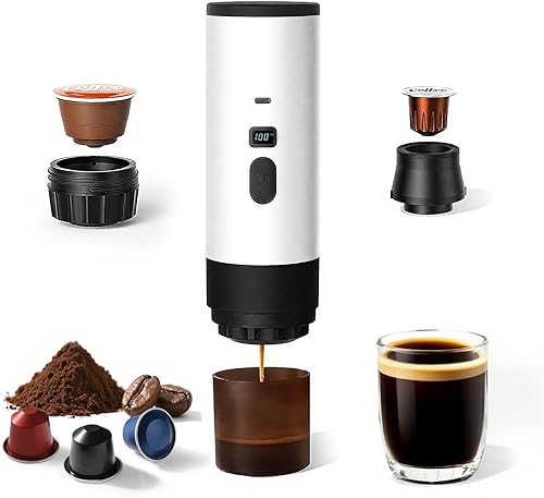 Cafetera portátil para viajes, camping, cafetera de café expreso autocalentable con USB-C, compatible con café molido y cápsulas NS, máquina de café