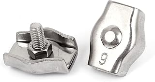 Aexit 6mm Thread Material handling Dia 304 Stainless Steel Single Wire Rope Clip Cable Clamp Silver Tone 2Pcs Model:41as560qo563