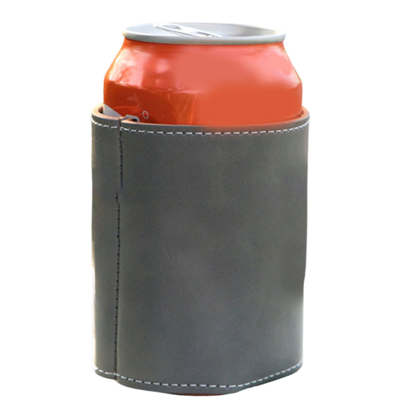 Tfaoys Grey Drink Can Sleeve For Standard Beverage Cans, Pu Leather Open-Top Holder For Casual Entertaining Use Daily Beverage Can Sleeve Faux Leather Holder Stitched Standard Open Top Drink Patio Table