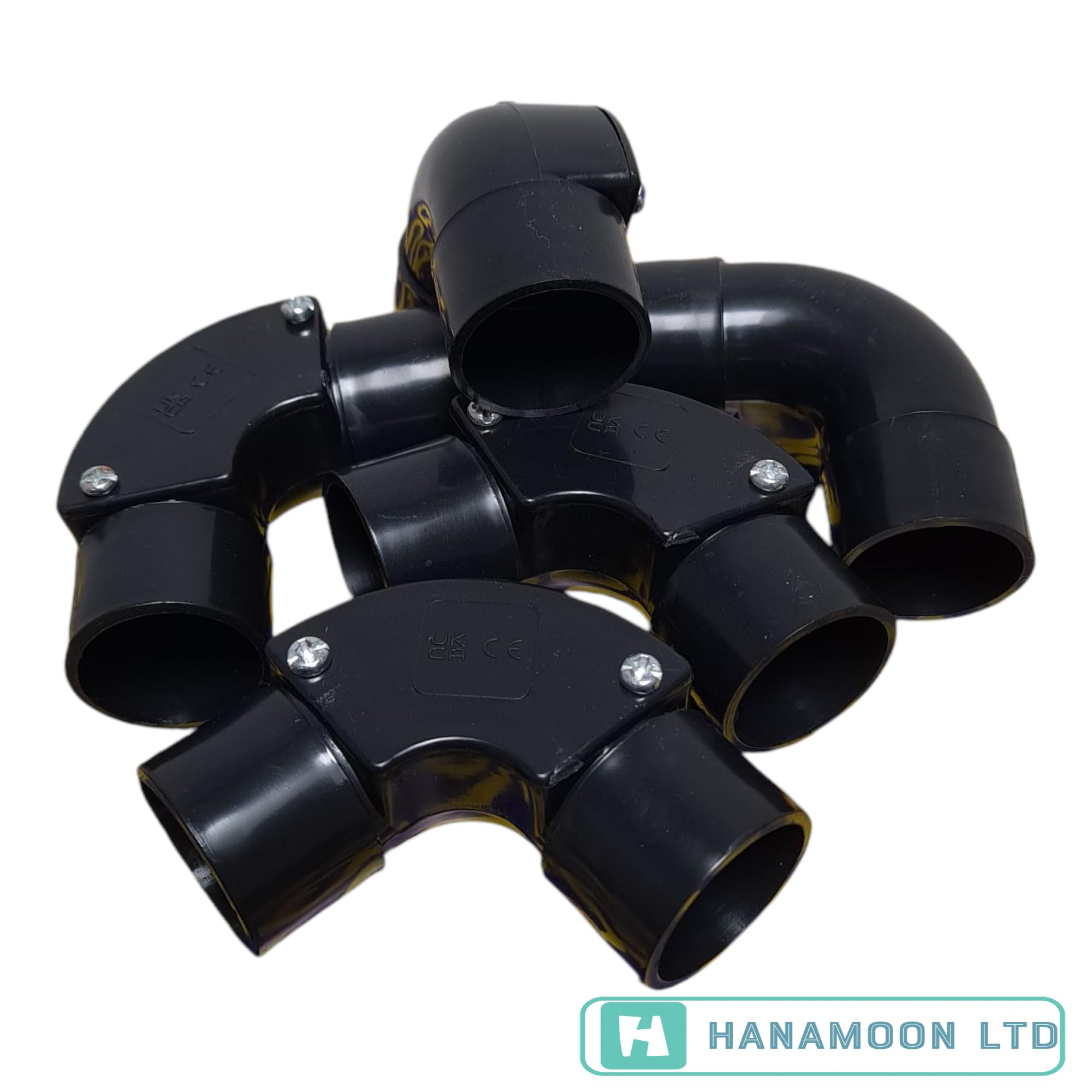 25mm Inspection Elbow for PVC Conduit 90 Degree Bend - Pack of 5 (Black) - Image 2