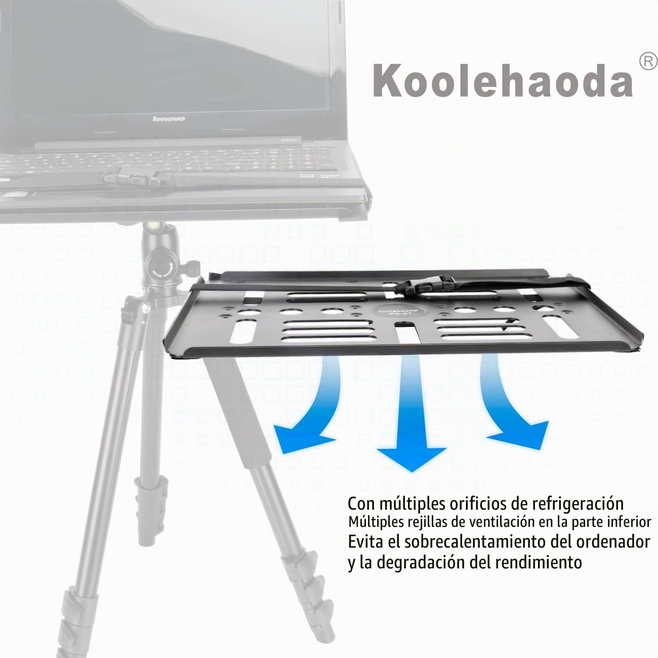 koolehaoda Soporte para Bandeja de Proyector Soporte para Ordenador Portátil, para Montaje de Soporte Trípode de 1/4"-3/8" y Compatible con Arca Cabeza de Bola