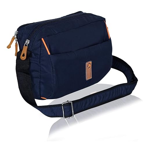 NFI essentials Unisex Sling Bag | Cross Body Multipurpose Hand Bag | Sling Bag For Men & Women | Slim Bag for Office, Cash, Business Collection, Travelling | Stylish Hanging Side Messenger Bag (Blue)