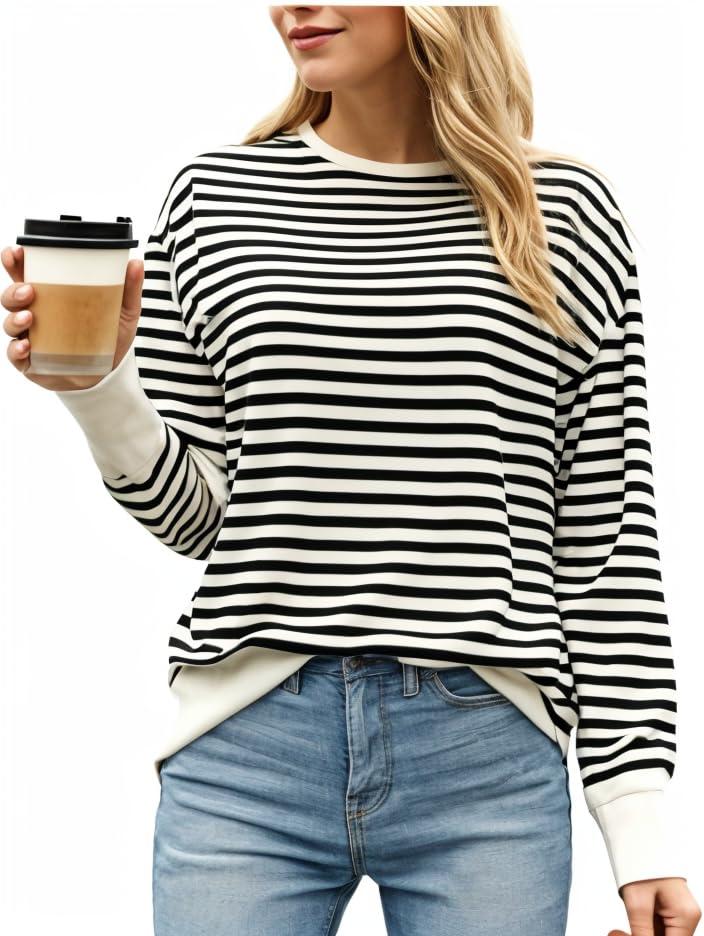 VIMAL JONNEY Women Striped T-Shirt || T-Shirt for Women || Full Sleeve T Shirt || T-Shirt-VIMAL640620