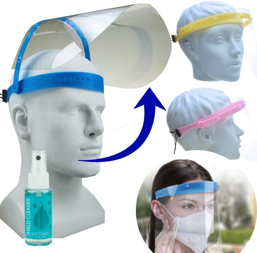 proSPORT 100 Pack Dark Blue Flip Up Clear Face Shield Protects Against Spray Liquids Adjustable One Size