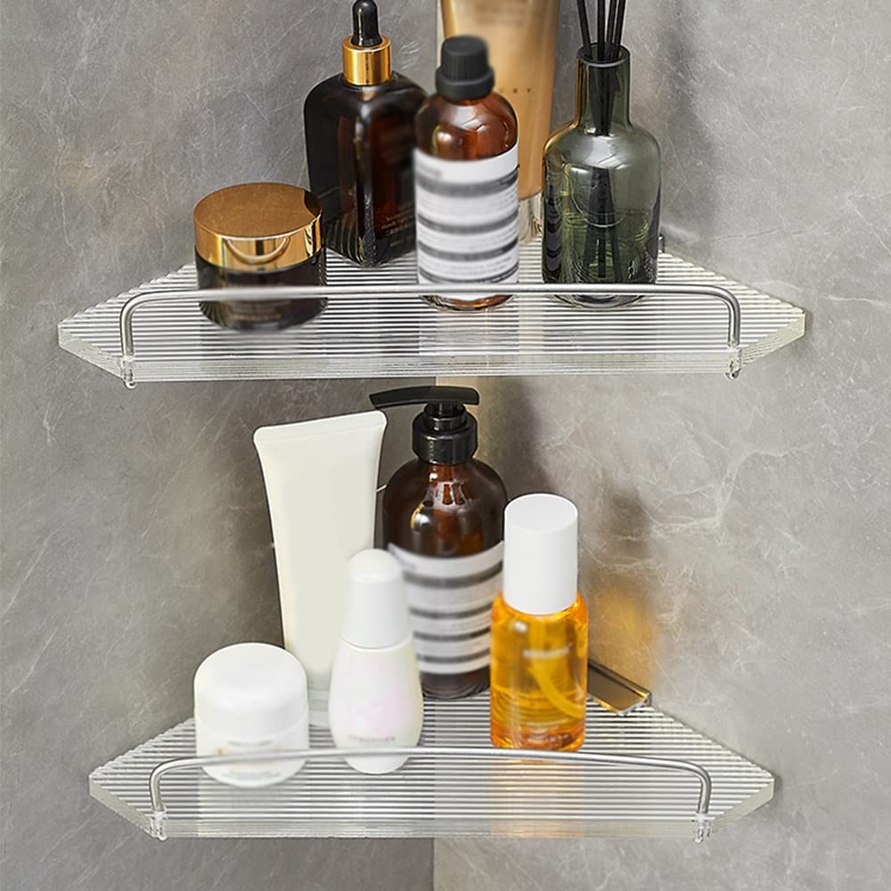 Shower Shelf Racks Bathroom Acrylic Triangle Shelf Bathroom Shower Room Wall Mounted Corner Storage Rack Shower Caddy