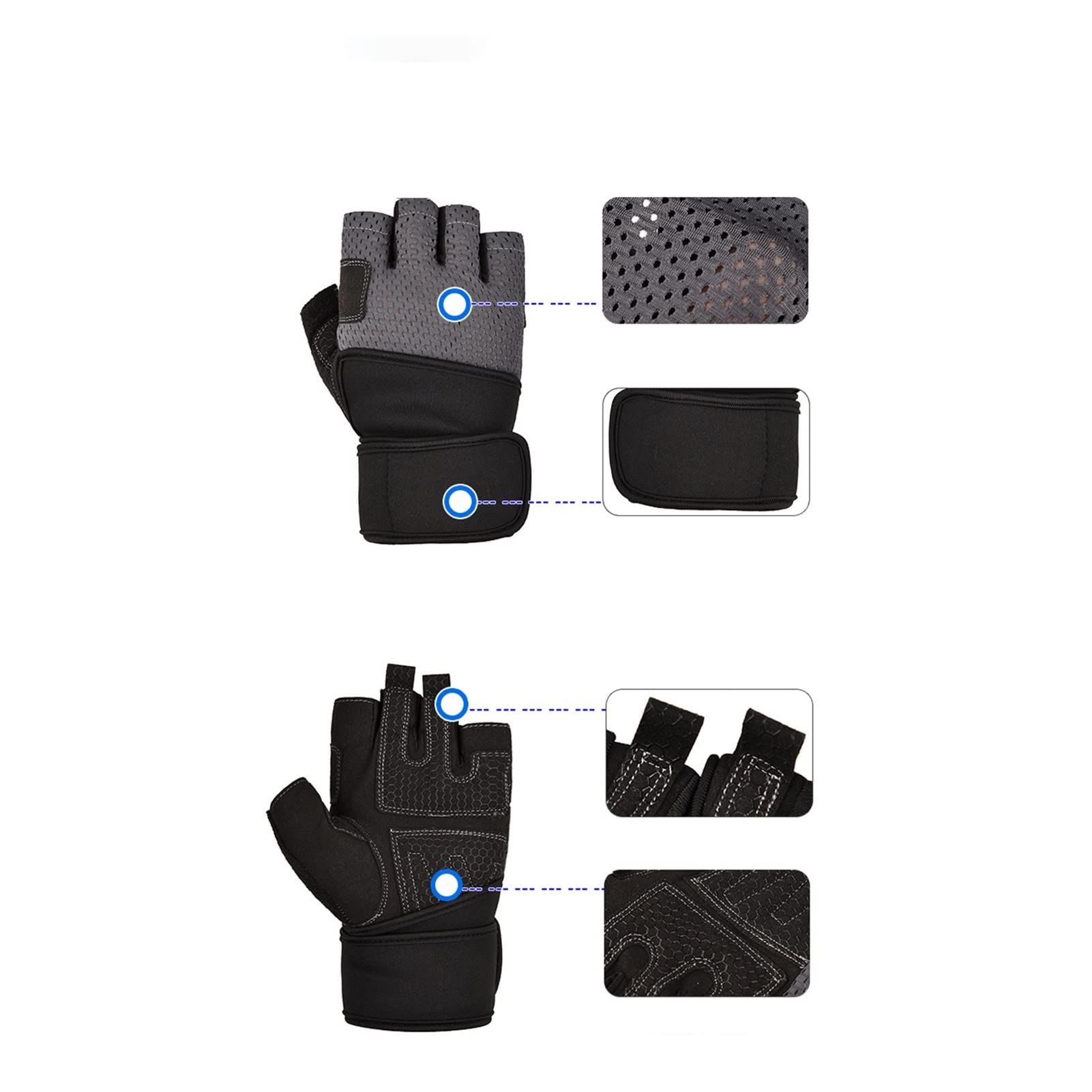 Guanti da Palestra, Guanti da Allenamento Traspiranti Leggeri, Guanti di Sollevamento Pesi Ultraleggeri for Uomini e Donne Home Palestra Ciclismo (Color : Black, Size : XL)