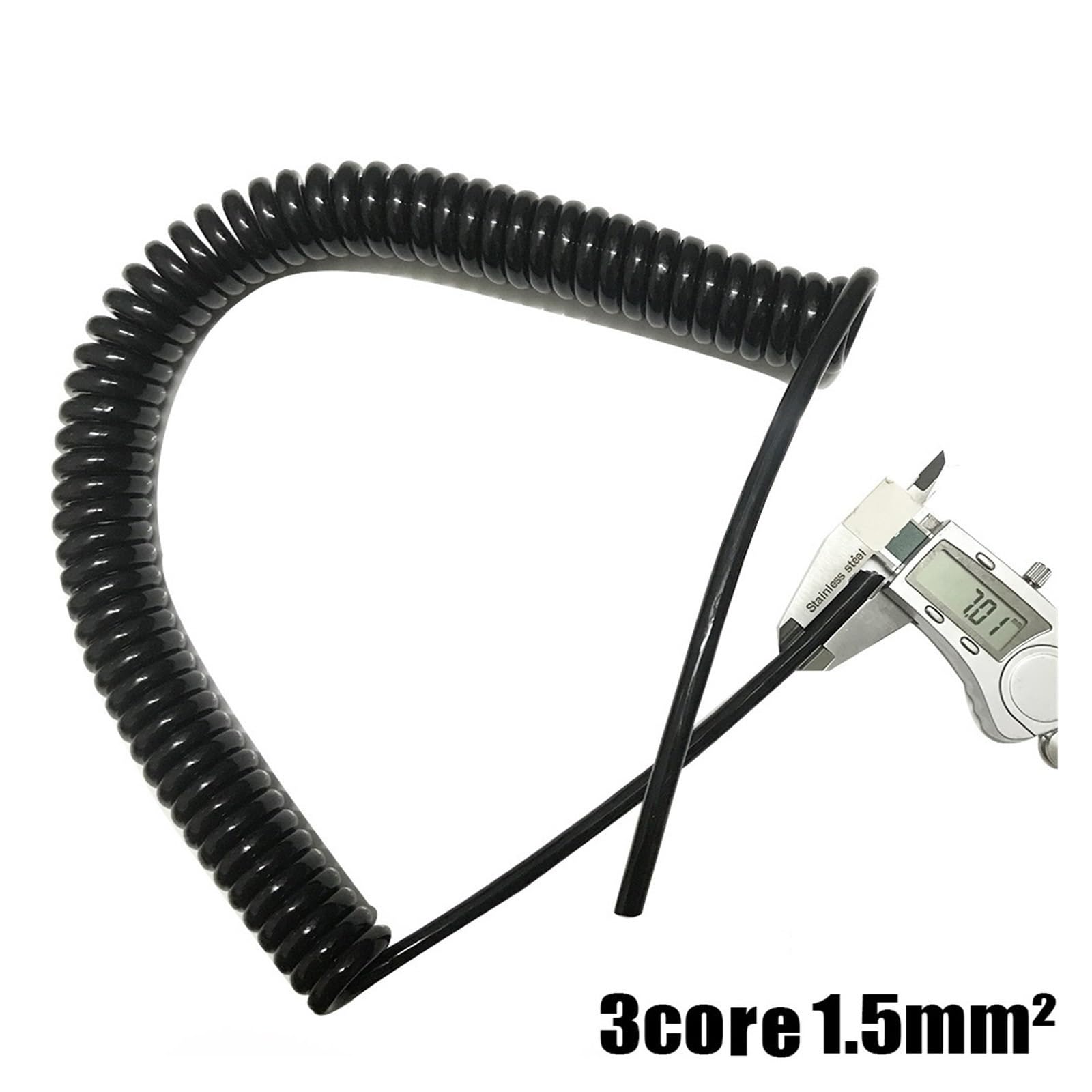 Przedłużacz zwinięty 2 szt. 3 rdzenie 15AWG teleskopowy kabel spiralny sprężynowy przewód zasilający rdzenie z czystej miedzi 0,5M(White)