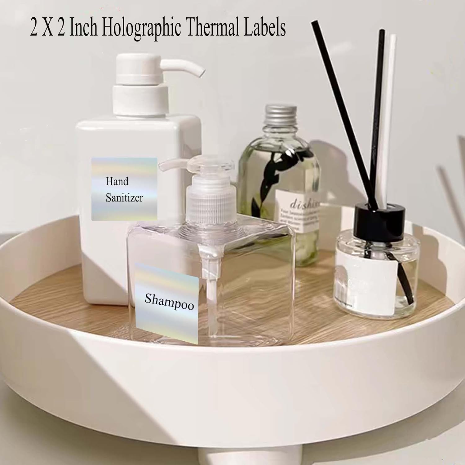 Square Thermal Labels Stickers 2" x 2", Holographic Silver Thermal Stickers Labels Waterproof Printer Decals for QR Code DIY Name Tag 200PCS (Silver) - Image 3