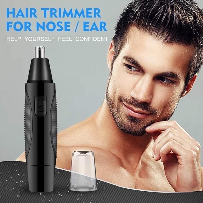 Ear, Nose & Brow Trimmer Clipper – Painless Trimmer for Men & Women, Battery Operated, Nose Hair Trimmer Kit, Black