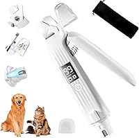 Kithouse 2-in-1 Dog Cat Nail Clipper Grinder - USB Rechargeable, LED Lights, Quiet Trimmer with Nail Catcher & Storage Bag