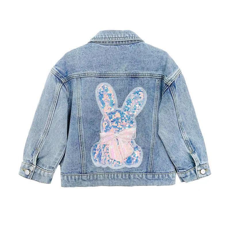 Denim Jacket Little Big Girls Cute Rabbit Sequin Jacket Coat Outwear