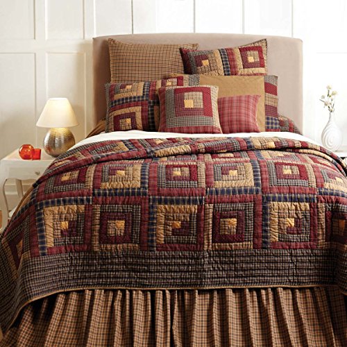 VHC-Brands-Millsboro-Luxury-King-Quilt-120Wx105L-Log-Cabin-Country-Rustic-Lodge-Design-Burgundy VHC Brands Millsboro Luxury King Quilt 120Wx105L Log Cabin Country Rustic Lodge Design Burgundy
