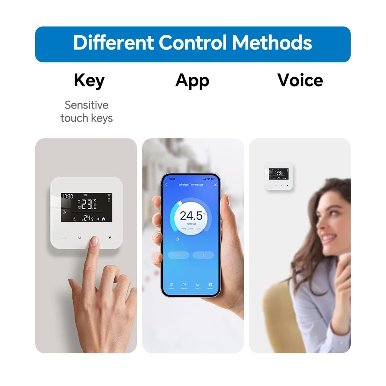 Thermostat Intelligent, Thermostat Intelligent WiFi for Chauffage d'ambiance alimenté par Batterie