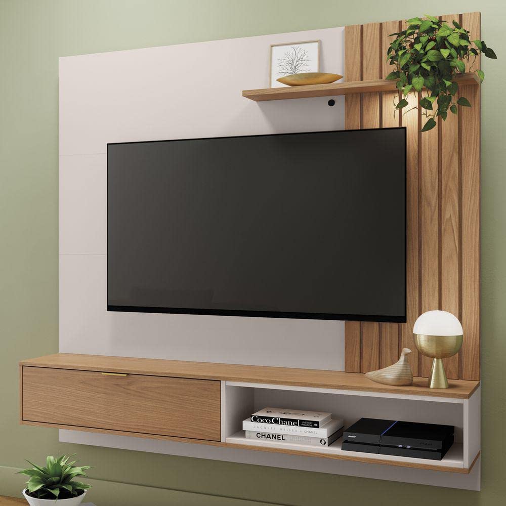 NISHAL Furniture TV Entertainment Wall Mount Unit Wall Panel For Tv Unit Up To 55 Inches Living Room Furniture (Brown & Off-White), Wood NISHAL Furniture TV Entertainment Wall Mount Unit Wall Panel For Tv Unit Up To 55 Inches Living Room Furniture (Brown & Off-White), Wood