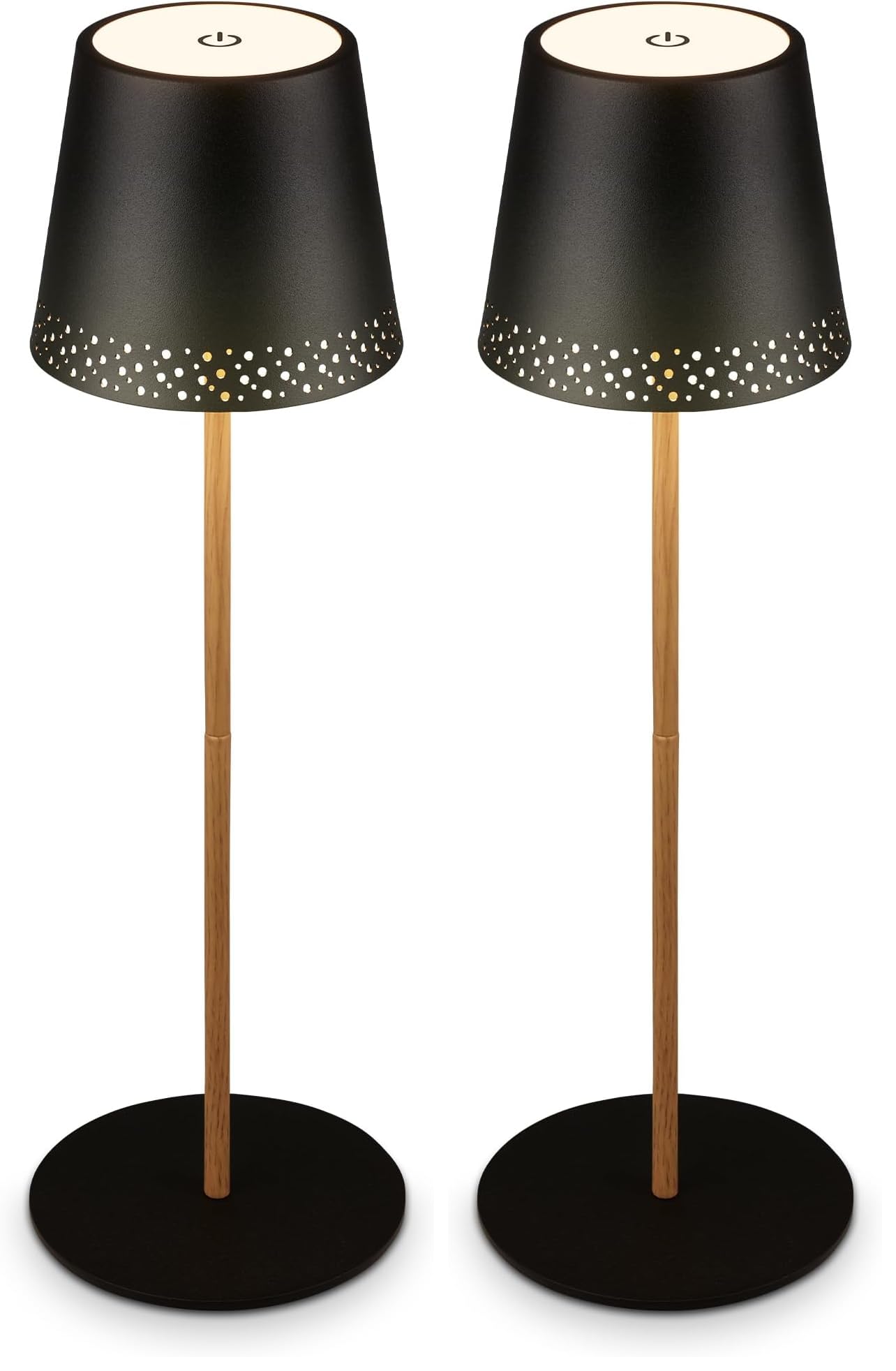 BRILONER - LED Tischlampe kabellos mit Touch, dimmbar in Stufen, höhenverstellbar, Nachttischlampe, Leselampe, LED Lampe, Campinglampe, Tischleuchte, Akkulampe, Outdoorlampe, 38x12 cm, Schwarz