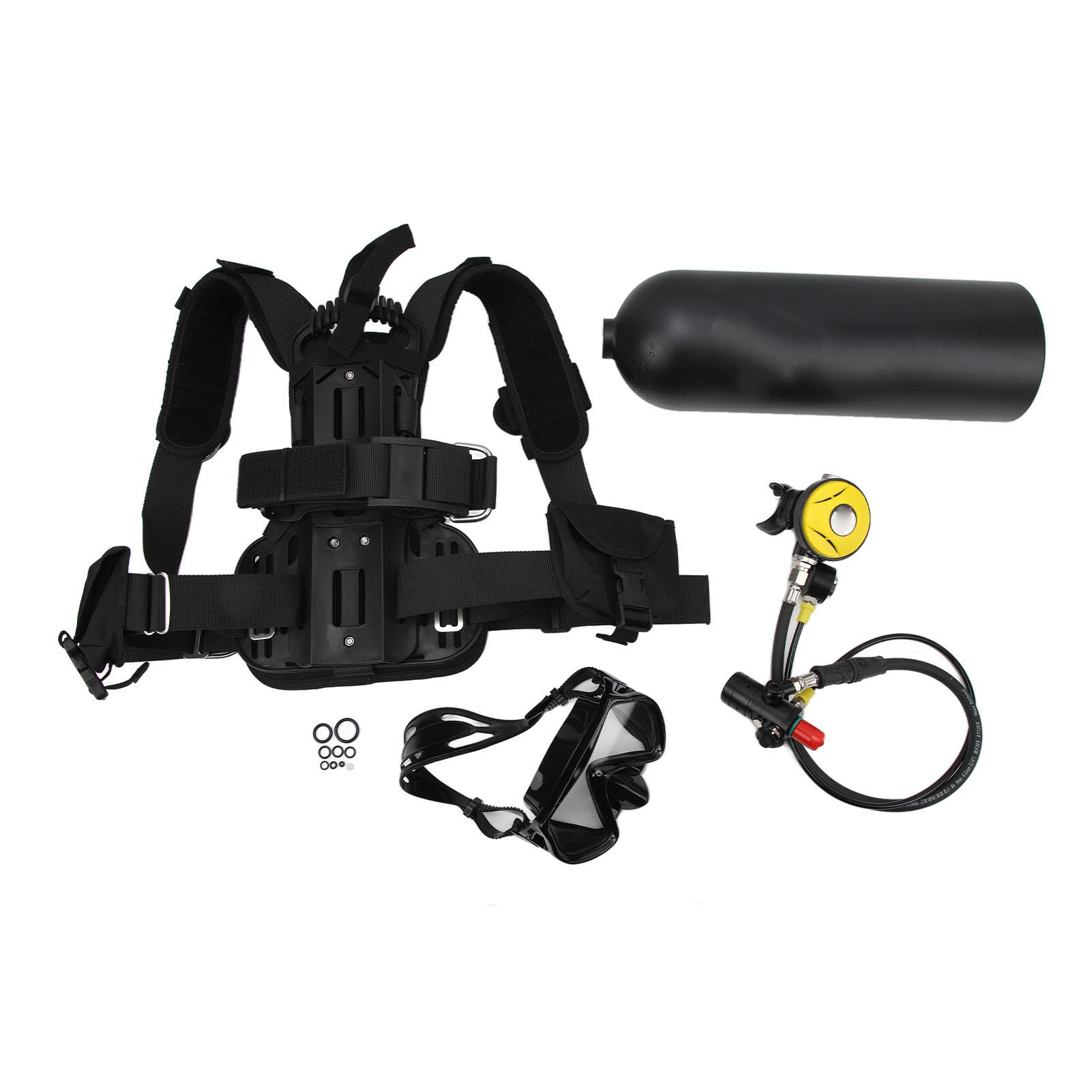 Kit di Attrezzatura per Bombola di Ossigeno Portatile da 4 Litri con Bombola di Ossigeno con Occhiali Staffa Posteriore per Allenamento di Respirazione Subacquea
