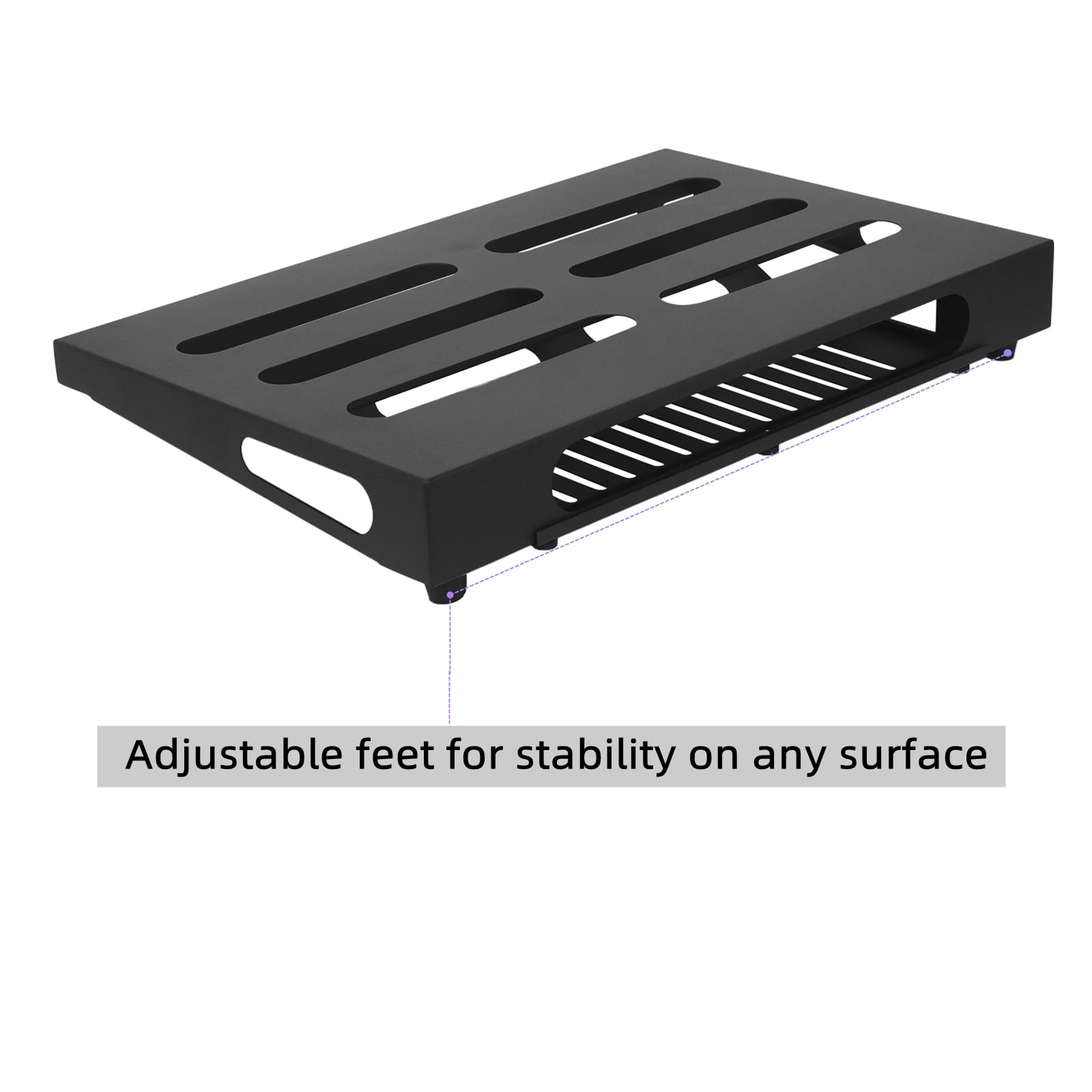 45,7 x 30 cm Gitarren-Pedalboard mit Netzteilablage | Inklusive Tragetasche und Montagebändern, Netzteil-Aufbewahrung, Stahlmaterial