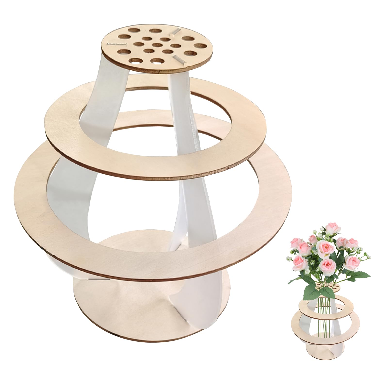 NAESM Acrylic Wooden Vase for Lego Flowers, Wooden Flower Vase for Lego Flower Bouquet Building Set, Lego Flower Display Stand, Vase for Lego Flower Arrangement Home Decoration