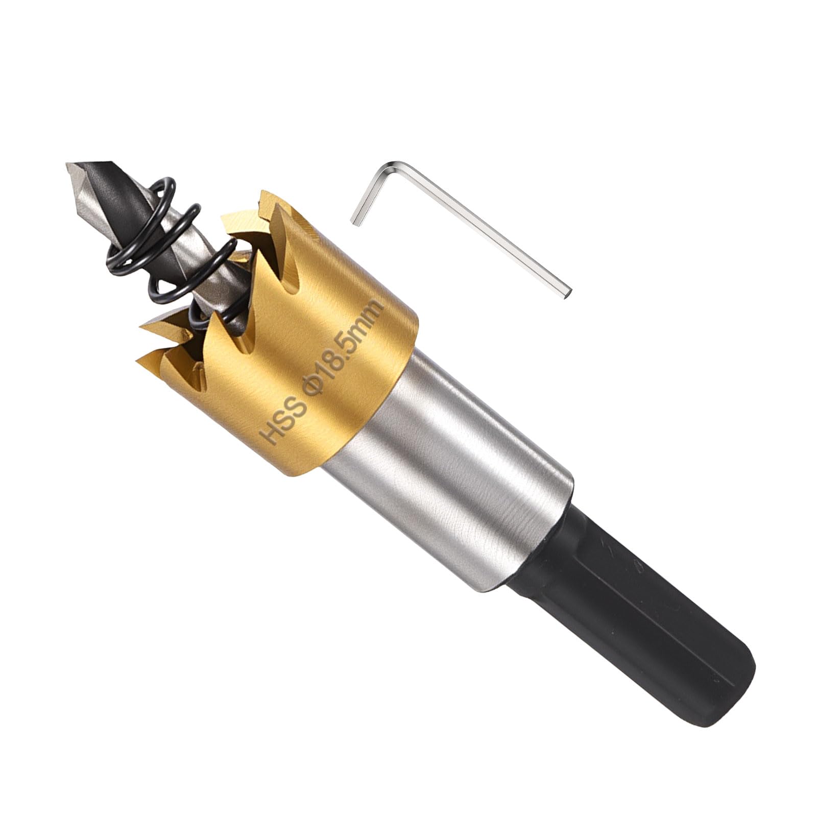 METALLIXITY Hole Saw 18.5mm (23/32"), M2 High Speed Steel Hole Cutter with Center Drill Bit, Hex Key and Spring