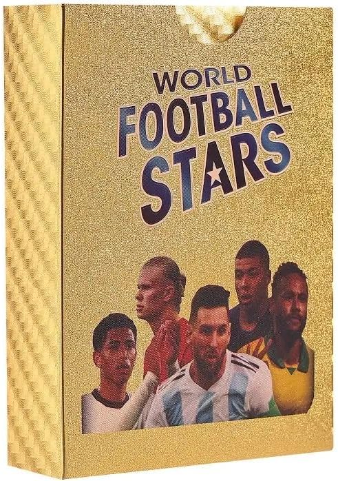 Pokermen Assorted 55 PCS Rare Gold Foil Cards Pokermen Deck Box, V Series Cards Vmax GX Rare Golden Cards and Common/Rare Mystery Cards Best Gift for Collectors, Childrens (55, World Football Star)