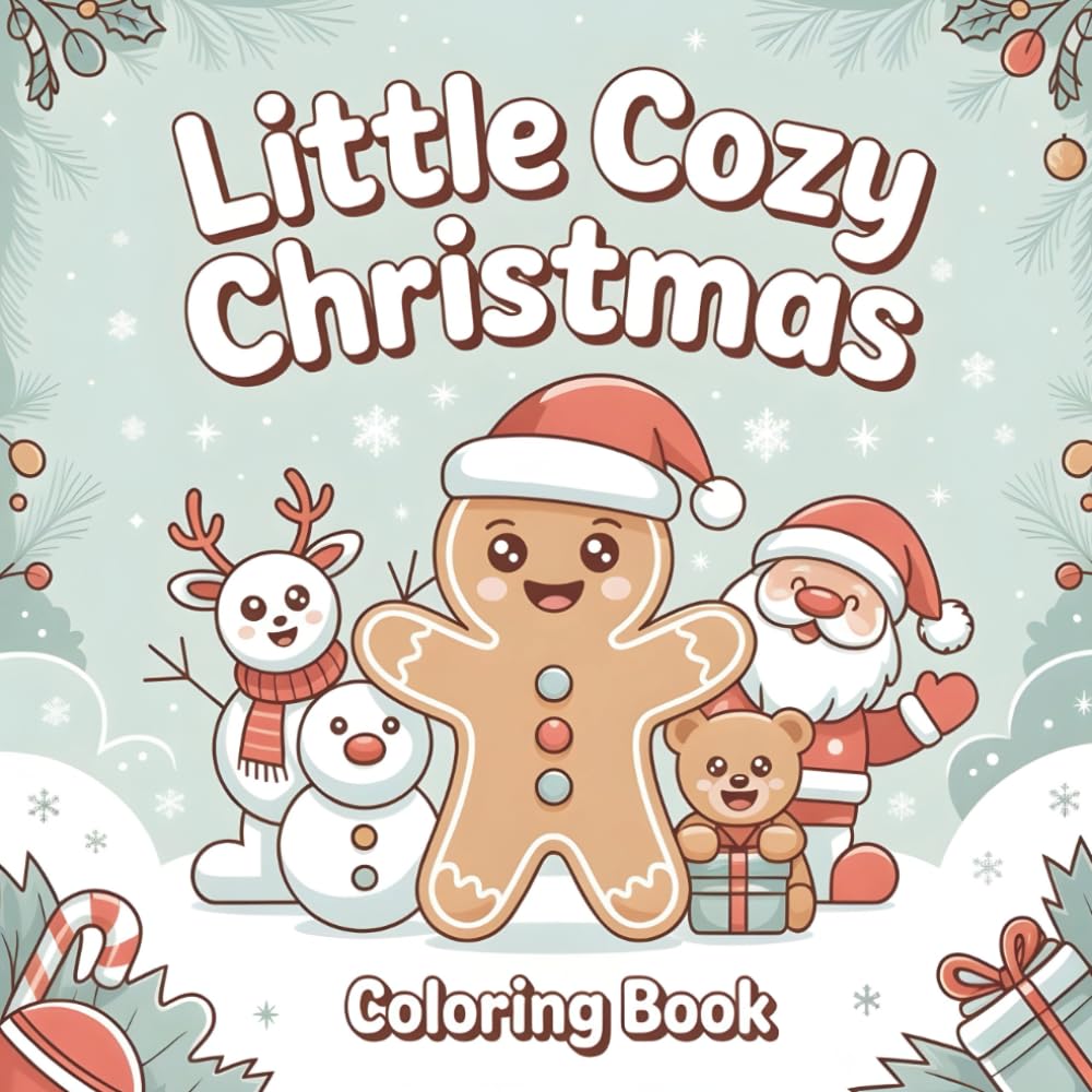 Little Cozy Christmas Coloring Book: Cute & Easy Holiday Coloring Pages for Kids Ages 4–8