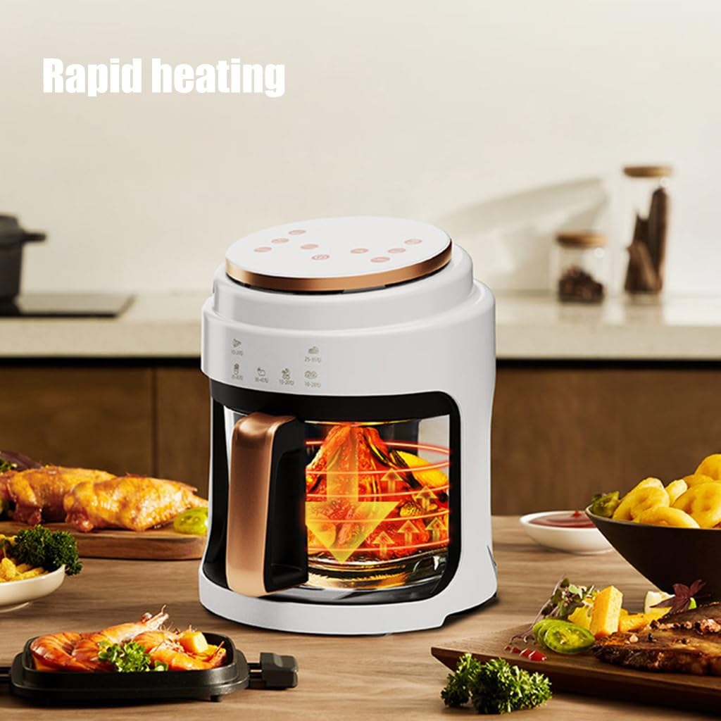 Chefman 2 liter mini-heteluchtfriteuse, ruimtebesparende heteluchtfriteuse, antiaanbaklaag en vaatwasmachinebestendig, snelle en eenvoudige maaltijden, met digitale timer en schudherinnering, grijs