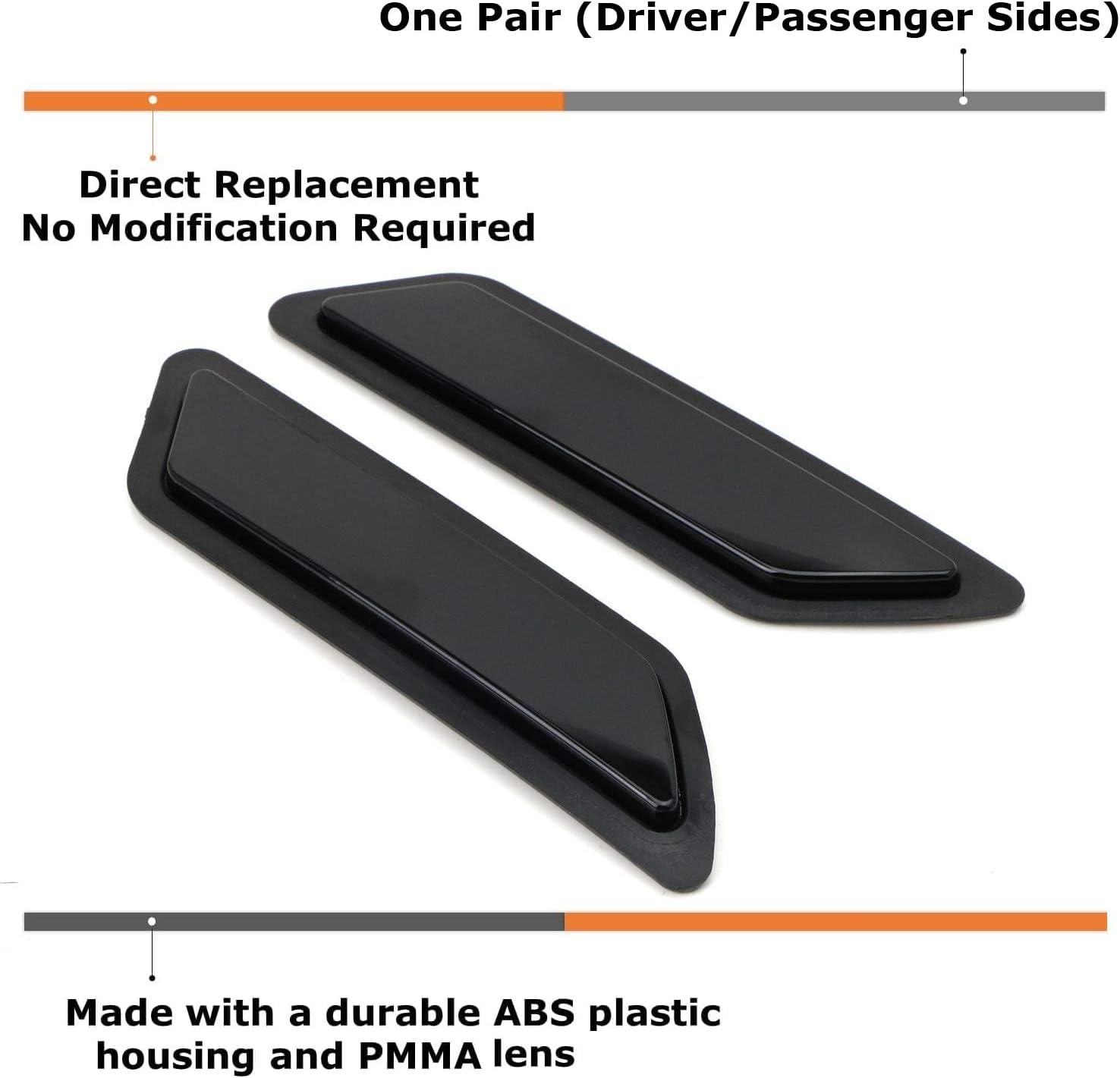iJDMTOY Glossy Black Smoked Lens Front Bumper Side Markers Compatible With 2012-2015 BMW F30 F31 Pre-LCI 3 Series 328i 335i, Replace OEM Amber Reflector Assy