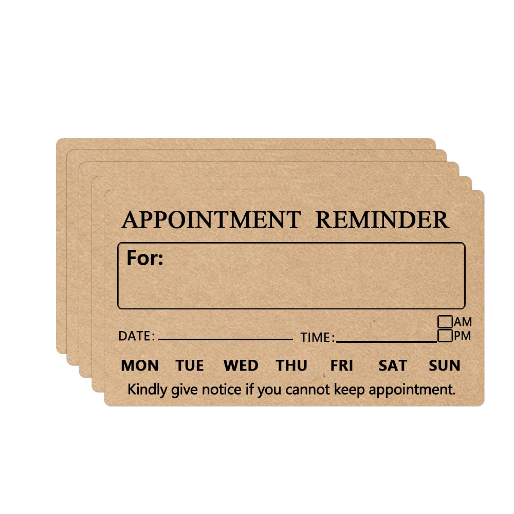 Reminder Cards Bulk 200 Kraft Appointment Reminder Cards - Business Cards  For Salon, Dental Office \u0026 Medical Practices Appointment Cards, image size:1000x1000