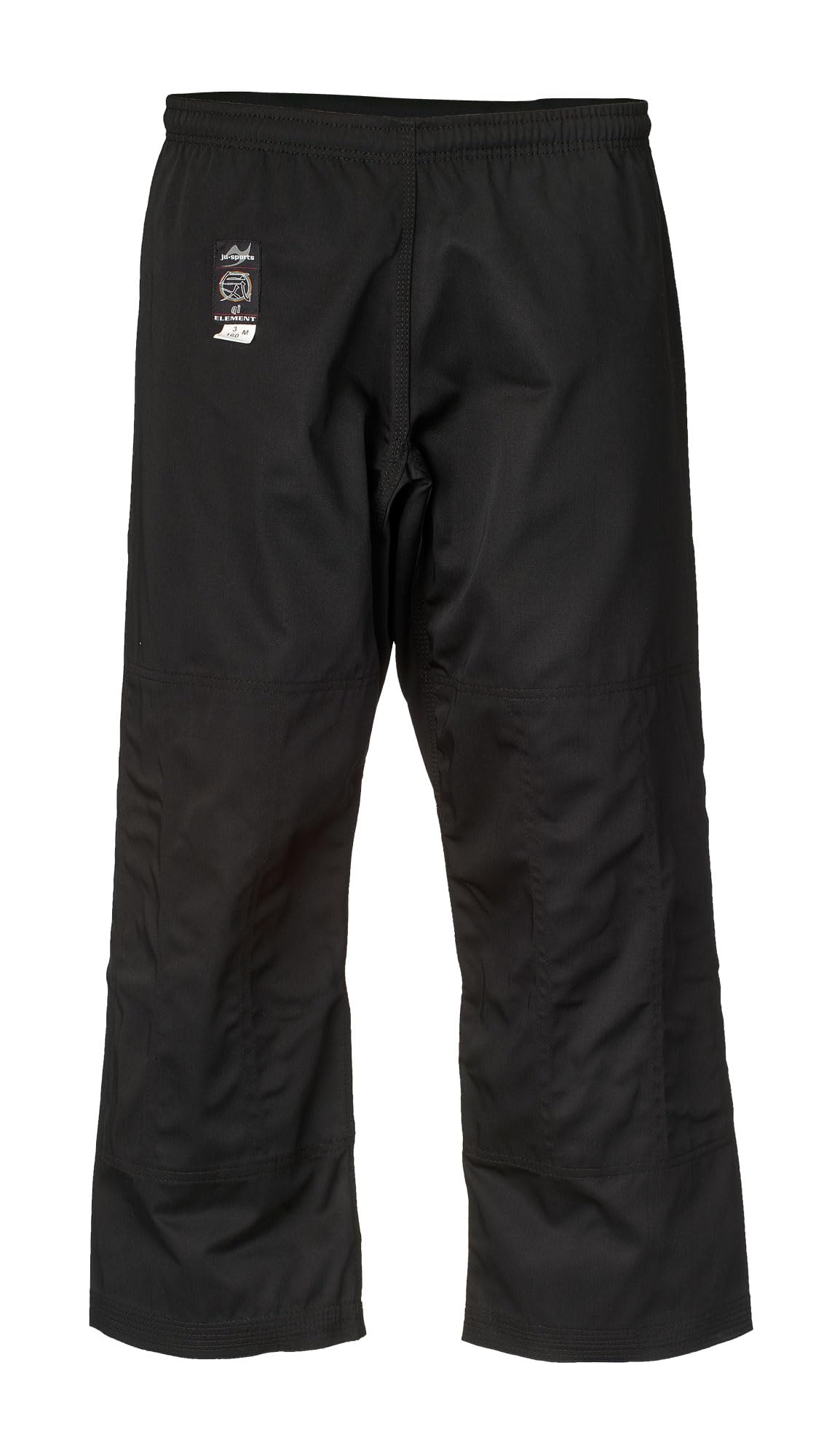 Ju-Sports Element Hose Schwarz 160 Wide Cut I Leichte Hose mit Gummibund, Kordelschnürung & Knieverstärkung I Auch für Sportarten wie Karate & Judo, MMA UVM.