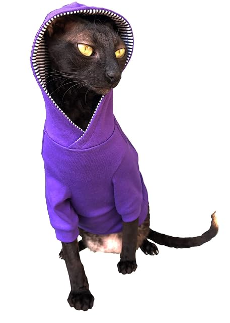 Kotomoda Sphynx Cat'S Hoodie InPURPLE Naked Cat Hairless Cat Clothes (S)