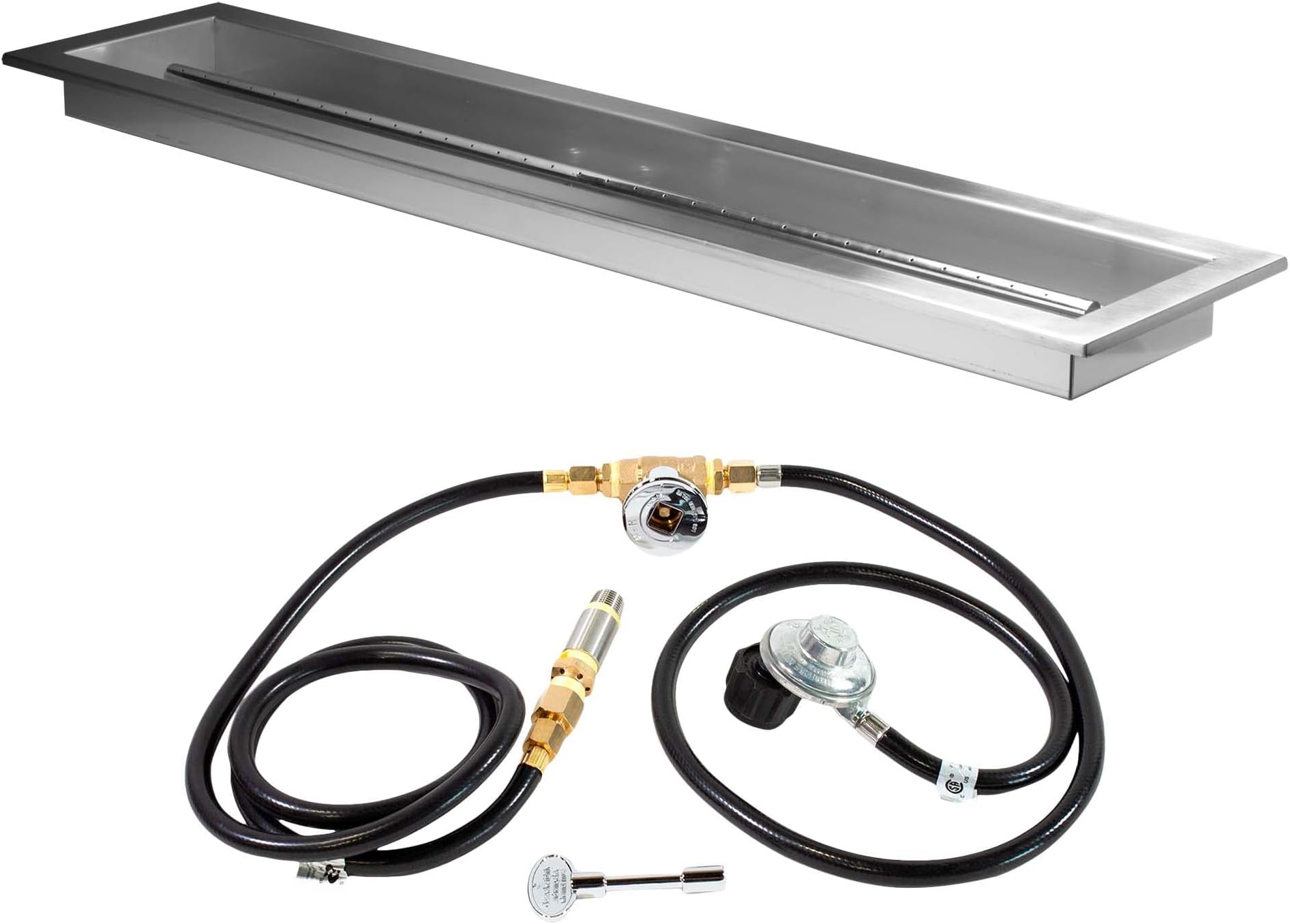 Celestial Fire Glass 36" x 6" Drop-in Burner Pan and 90k BTU LP Burner Connection Kit