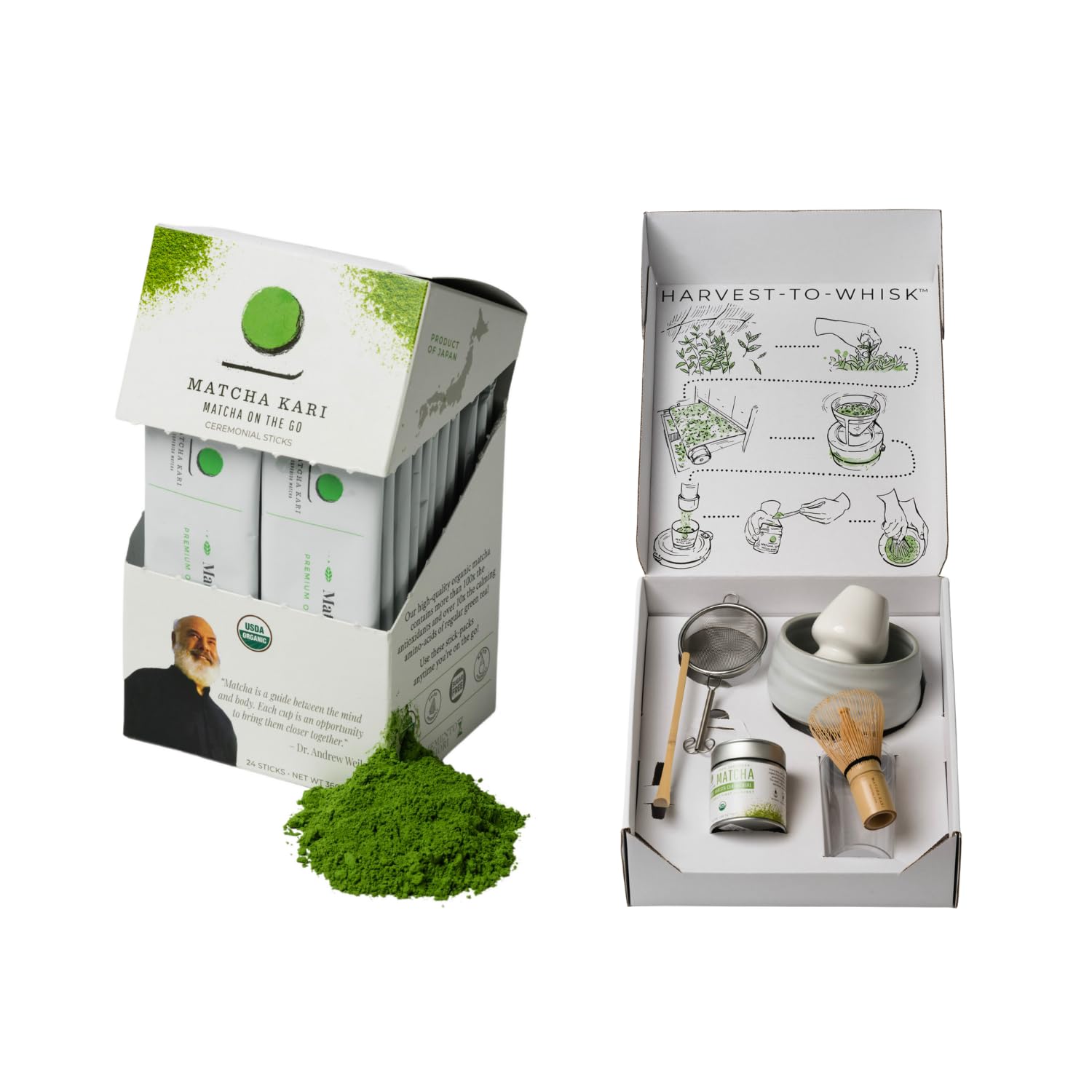 Matcha Kari 24 Count Sticks Matcha Complte Kit - White