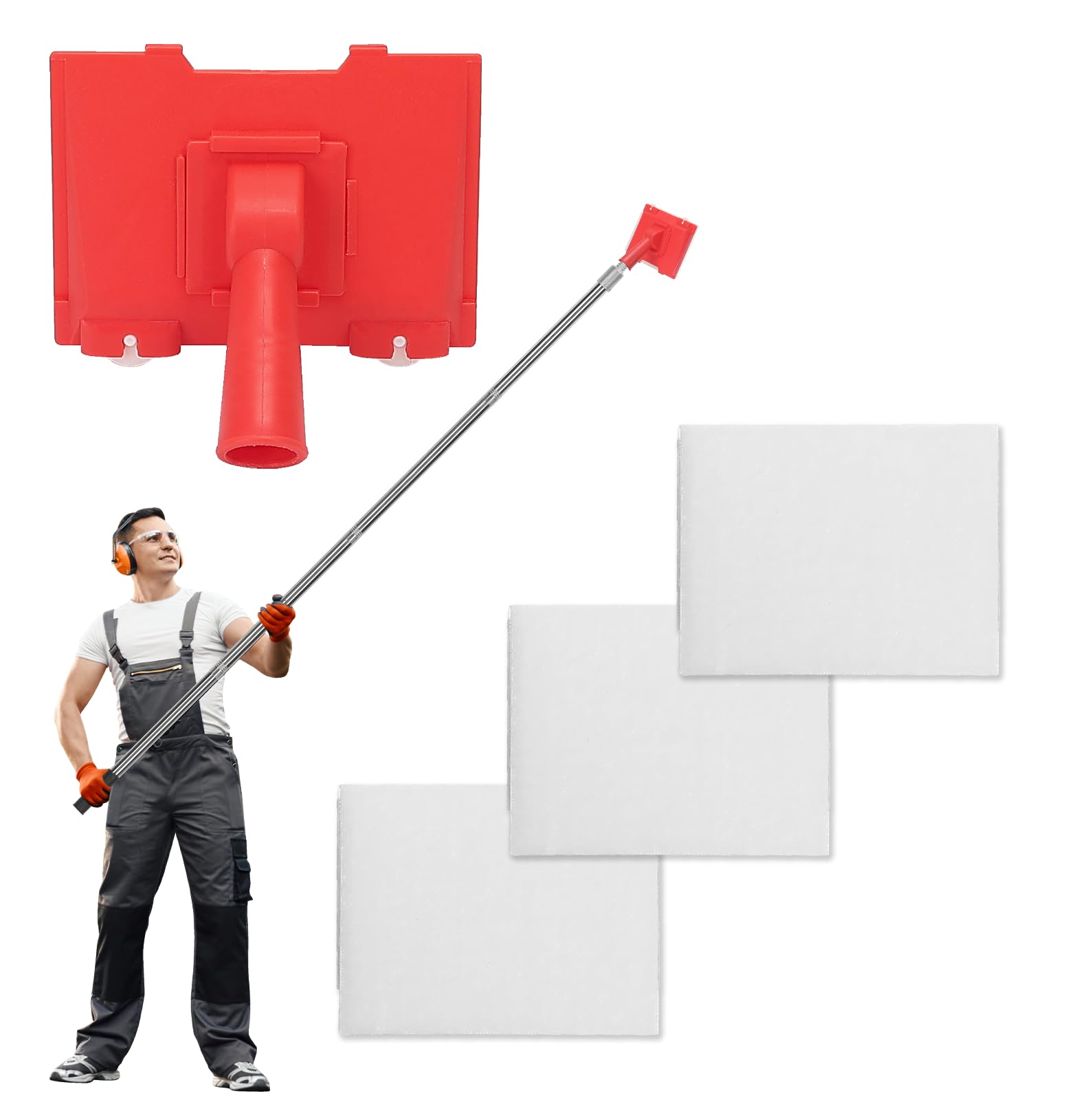 Paint Edger and Trimmer for Walls & Ceilings, Adjustable Tool with Extension Pole for Effortless Cutting-in, with 2Pcs Replacement Pads