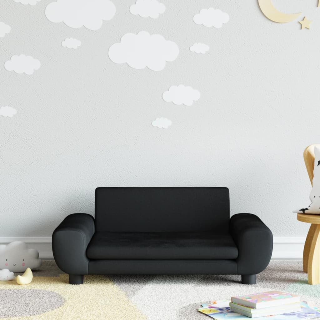 Homgoday Canapé pour enfants, noir, 70 x 45 x 33 cm, en velours, canapé, salon, canapé, salon, canapé, canapé, jardin, salon, terrasse extérieure, mobilier