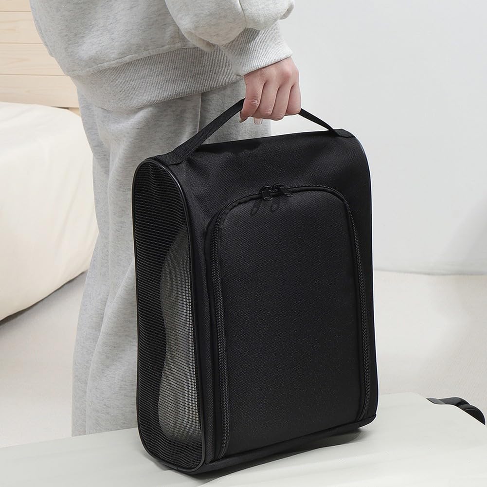 Elegante bolsa de zapatos de golf con diseño ventilado y compartimentos funcionales (negro)