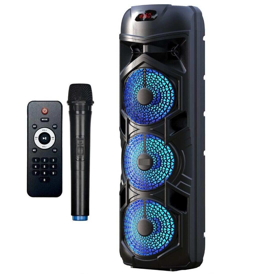 SP-12 Cassa Bluetooth, 280W, 90cm, Karaoke con Microfono Wireless, Batteria Ricaricabile