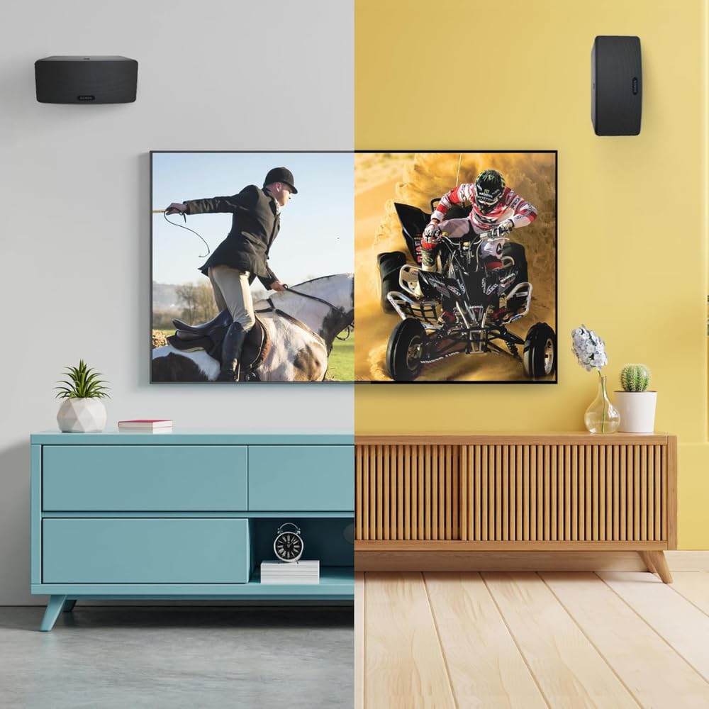 Play 3 Montaje de Pared, Ajustable con Mecanismo de Giro e inclinación, Soporte de Pared Compatible con Sonos Play:3 con Accesorios de Montaje, Negro, Paquete Individual, diseñado en el Reino Unido