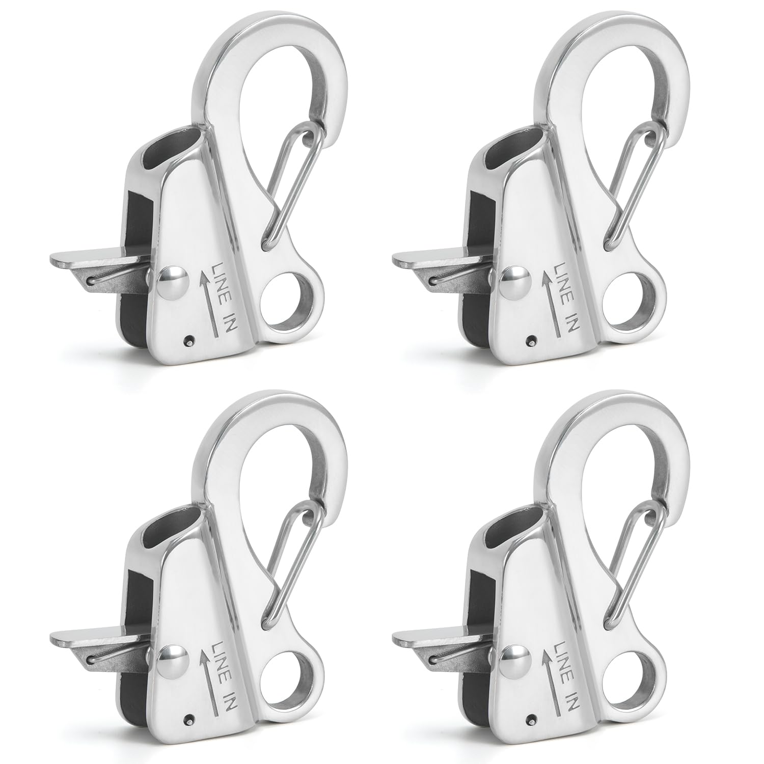Black Stainless Steel Adjustable Line Length Sliding Rope Hook Boat Yacht Quick Release Clip Boat Bumper for Boat Docking