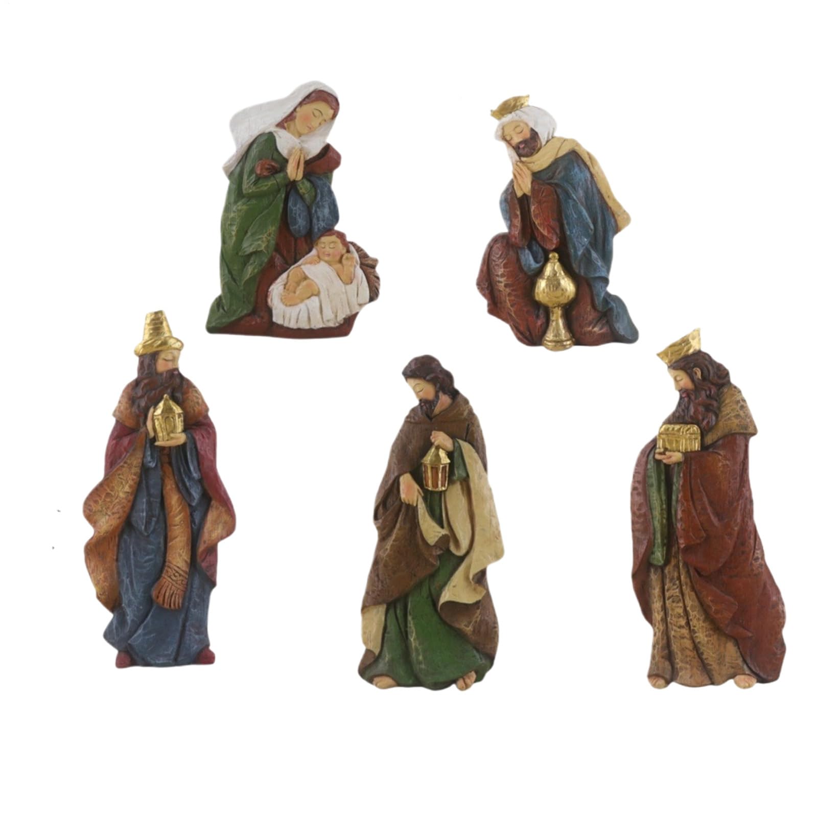 Set Per Presepe Set Classico In Resina Da 5 Pezzi | Scena Della Nascita Di Gesù Decorazione Interna Per Davanzale Chiesa Portico Tavola Da Pranzo Scuola Bambini Adulti Madre