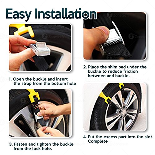 Zone Tech Car Snow Chains 10 Pieces - Premium Quality Strong Durable All Season Anti-Skid Car, SUV, and Pick Up Tire Chains for Emergencies and Road Trip