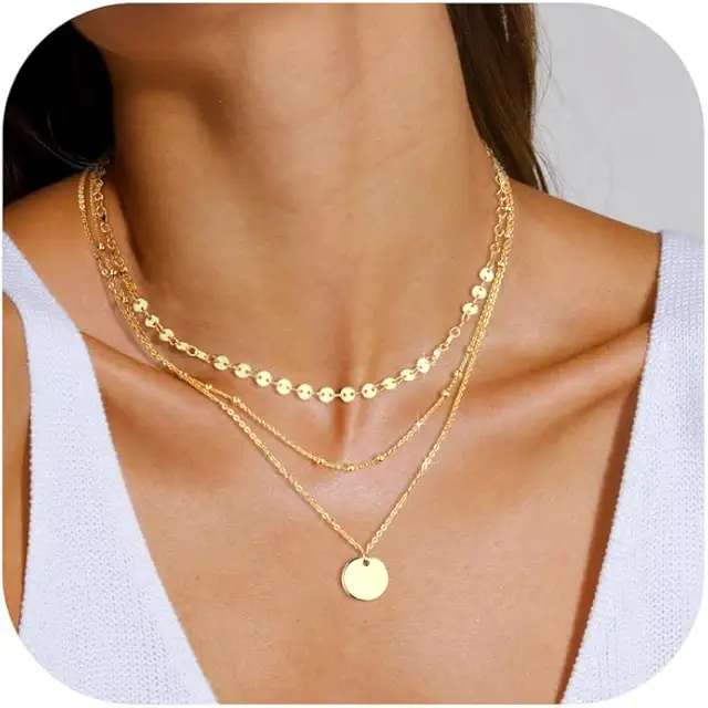3-Piece Gold Plated Necklaces for Women - 14K Layered Jewelry with Pendants