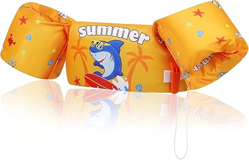 Vista 45 de MoKo - Chaleco de natación para niños entre 20, 30, 40 y 50 libras, banda para los brazos bonita con caricaturas, para piscina o deportes acuáticos