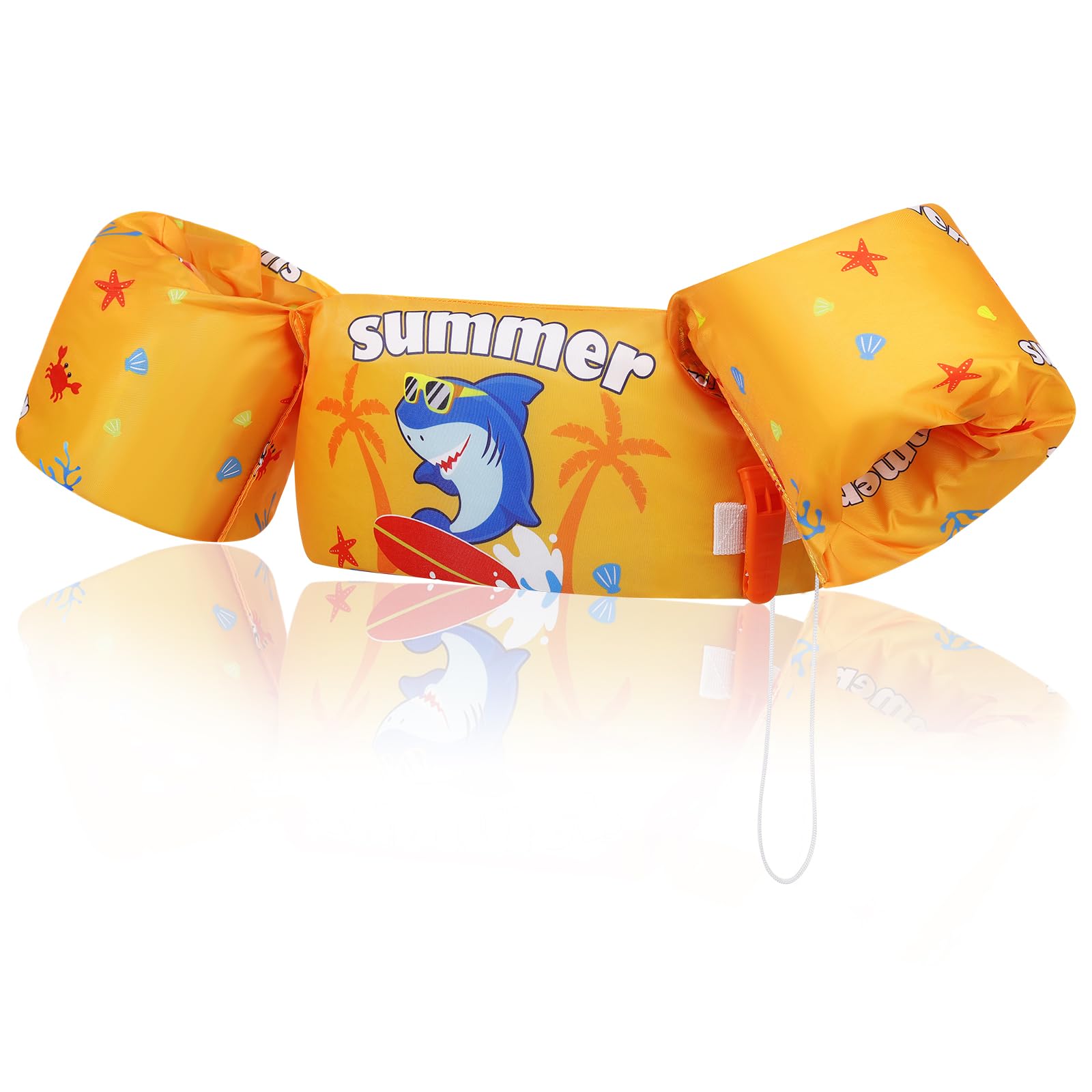MoKo Swim Arm Band for Kids, Children Swim Vest Cute Cartoon Swimming Wings Pool Floats Sleeve Toddlers Water Device Beach Sports Learning Swim Training Equipment, Yellow Shark - Skateboard — image 1