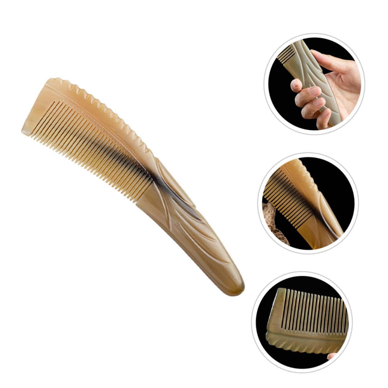 Healeved 3pièces Peigne De Massage Corne De Bœuf Peigne Démêlant Pour Hommes Et Femmes Anti-statique Naturel Et Pour Massage Relaxant Du Chevelu