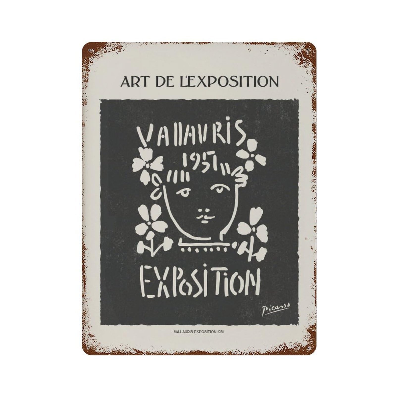 xiaoxiaoshen Pablo Picasso Vallauris Exposition Minimalist Surrealism Wall Decor Art Metal Tin Poster Modern Home Decor Art Home Bar Shop Decorations Vintage Sign 40x30cm