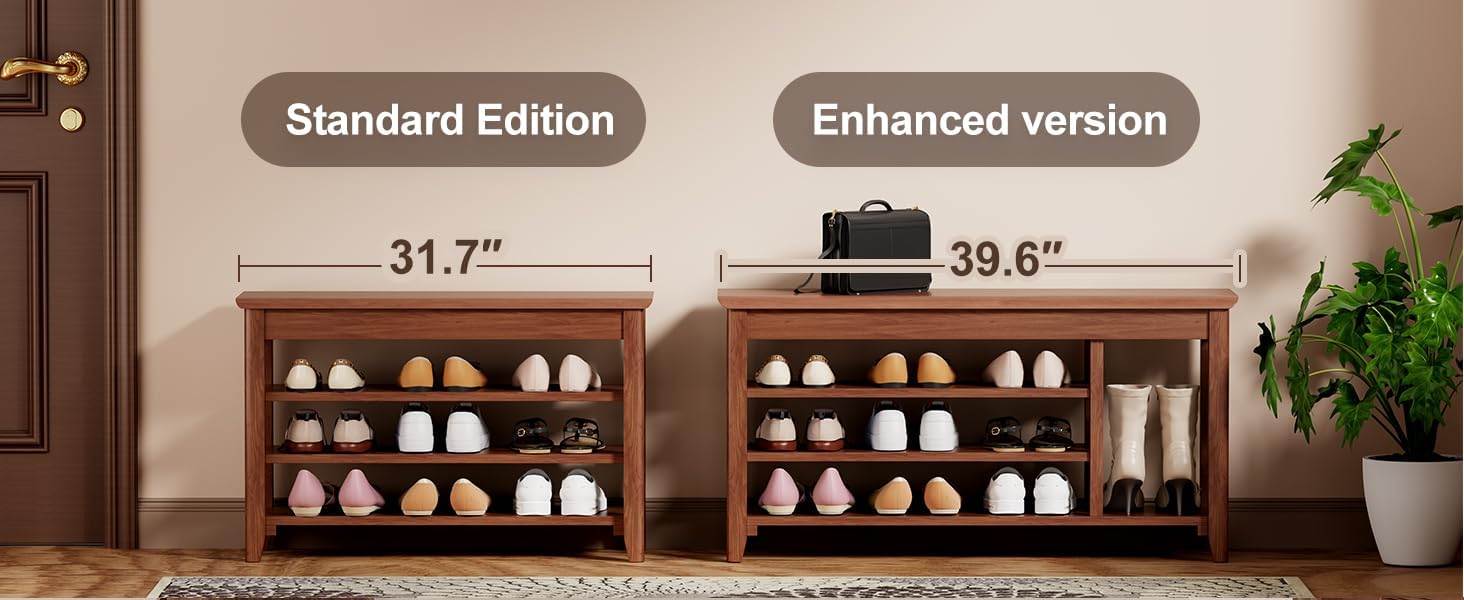 Ywin Front Door Shoe Rack, 4 Tier Solid Wood Shoe Bench, Shoe Rack Storage Organizer for Hallway Living Room, Mudrooms (31.5)