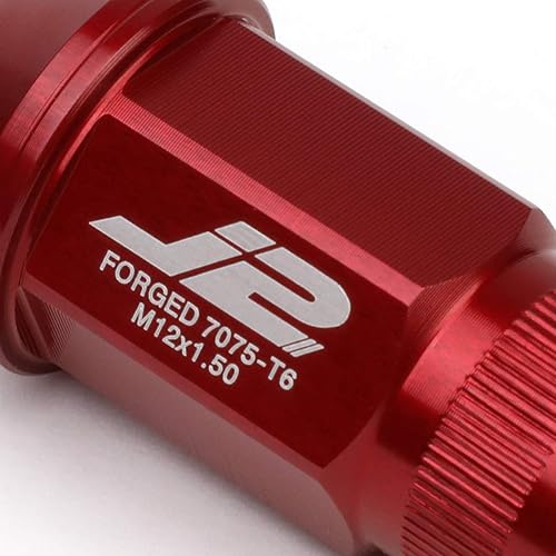 Miniatura 3 de J2 Engineering 7075 Aluminio Rojo M12 x 1.5 20 piezas L: 1.732 in Tuerca de llanta de extremo abierto con adaptador de enchufe Negro -,Azul,Oro,Rojo