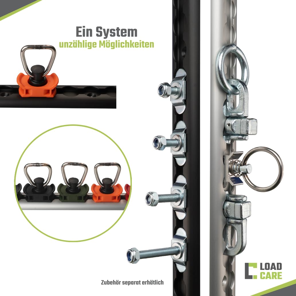 Airlineschiene halbrund Slimversion – schwarz eloxiert, gebohrt | Aluminium-Zurrschiene für Anhänger, Wohnmobil, Camper & Transporter | robuste Ladungssicherung, entgratete Kanten (2 m)