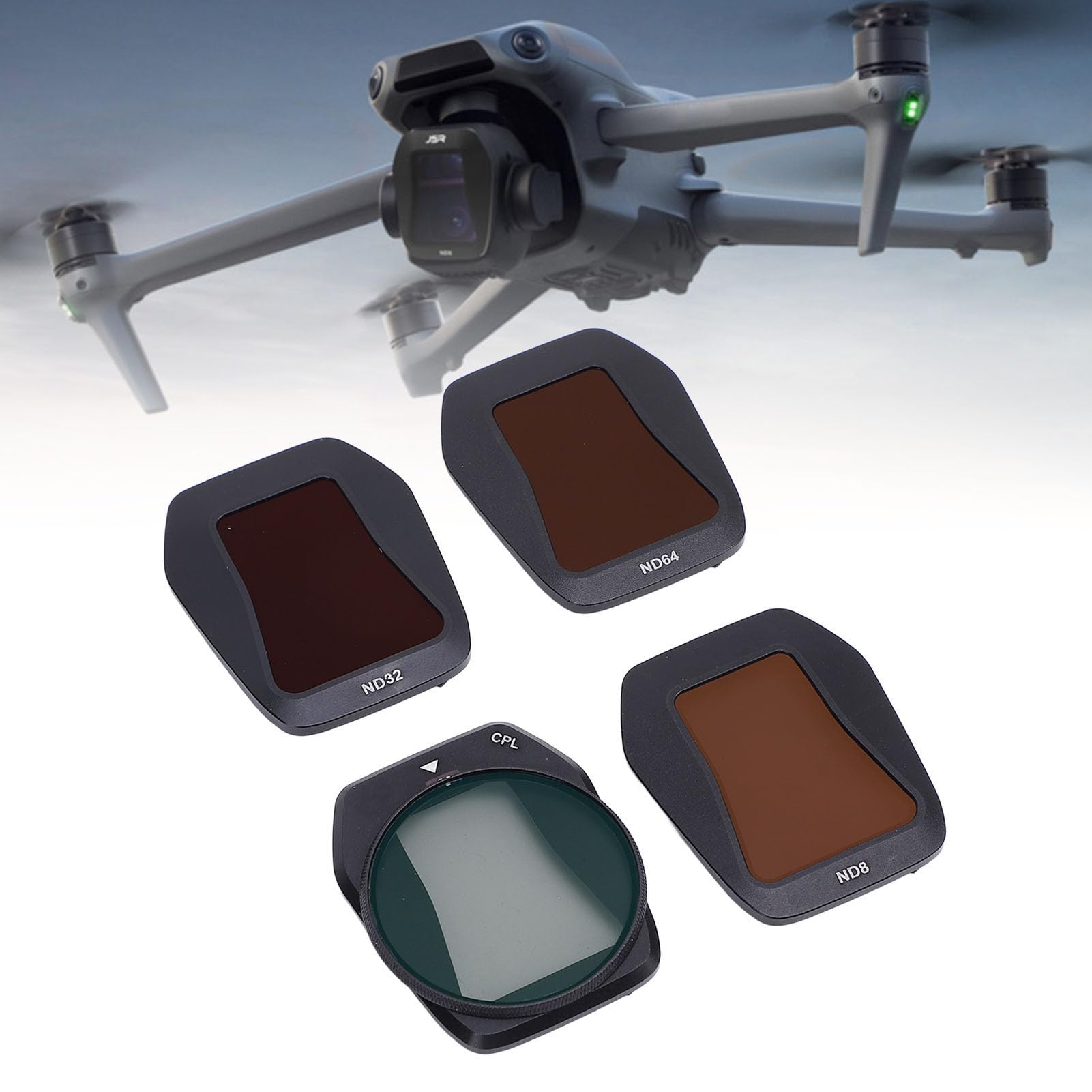 Filtri ND, ND8 ND32 ND64 CPL Set di 4 Filtri per Obiettivo Fotocamera Drone, Vetro Ottico HD Multistrato + Telaio in Lega di Alluminio, Accessori Drone per Drone AIR3s